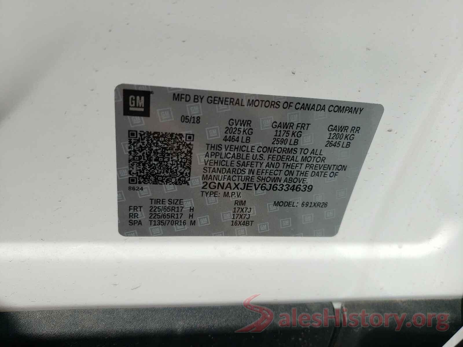 2GNAXJEV6J6334639 2018 CHEVROLET EQUINOX