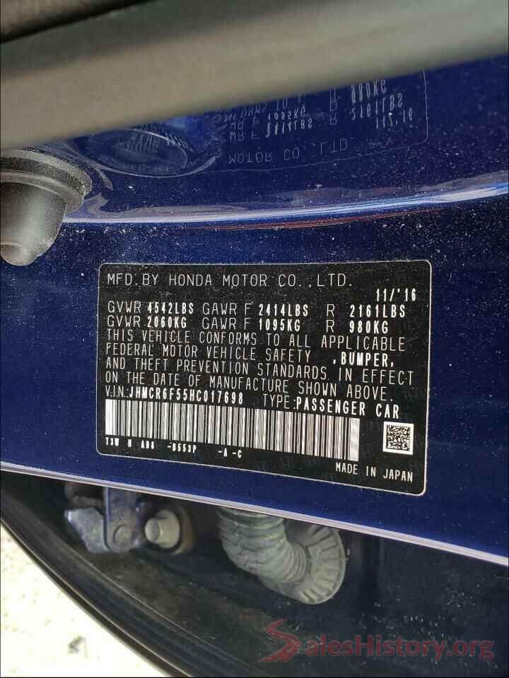 JHMCR6F55HC017698 2017 HONDA ACCORD