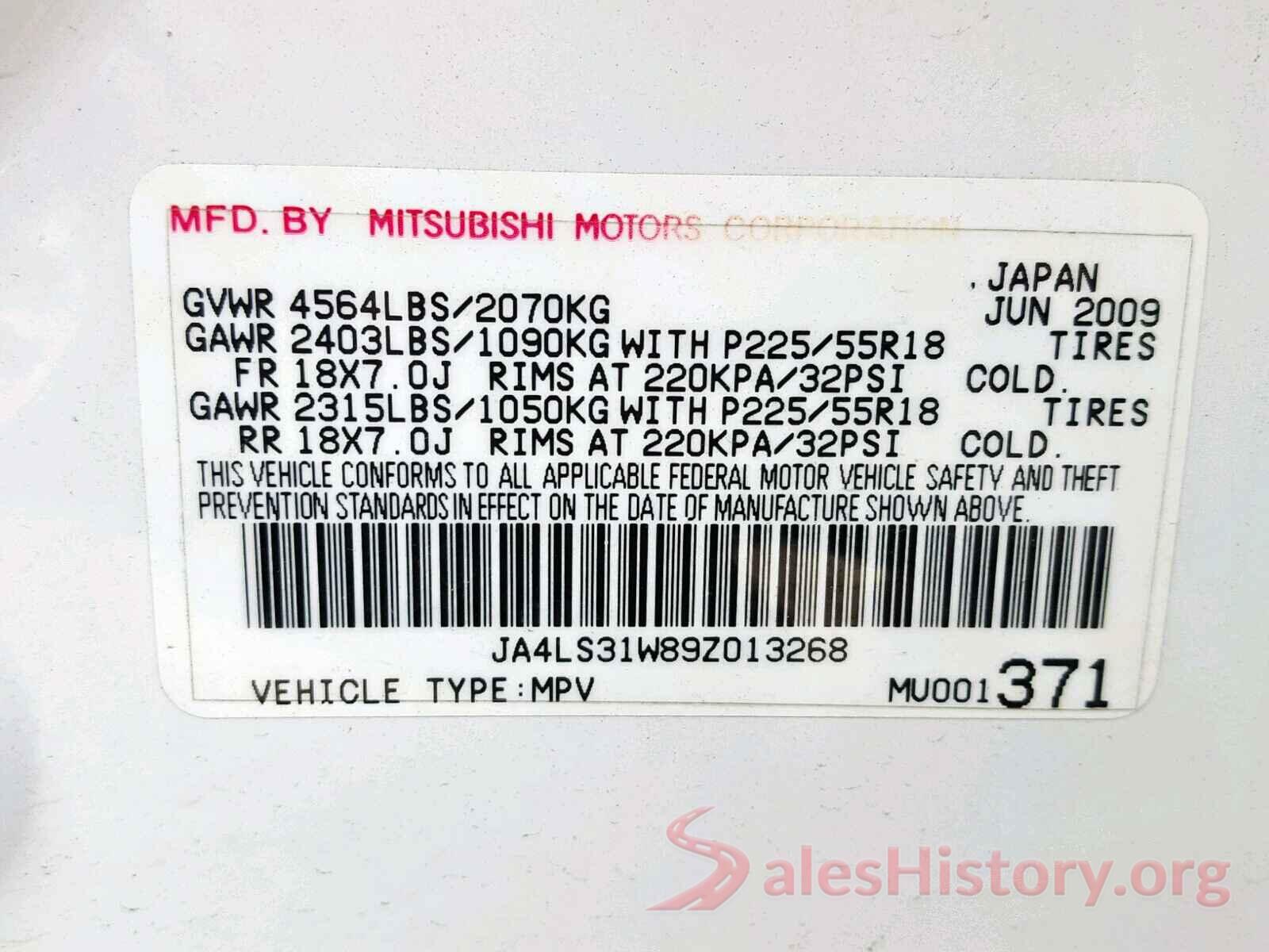 JA4LS31W89Z013268 2009 MITSUBISHI OUTLANDER