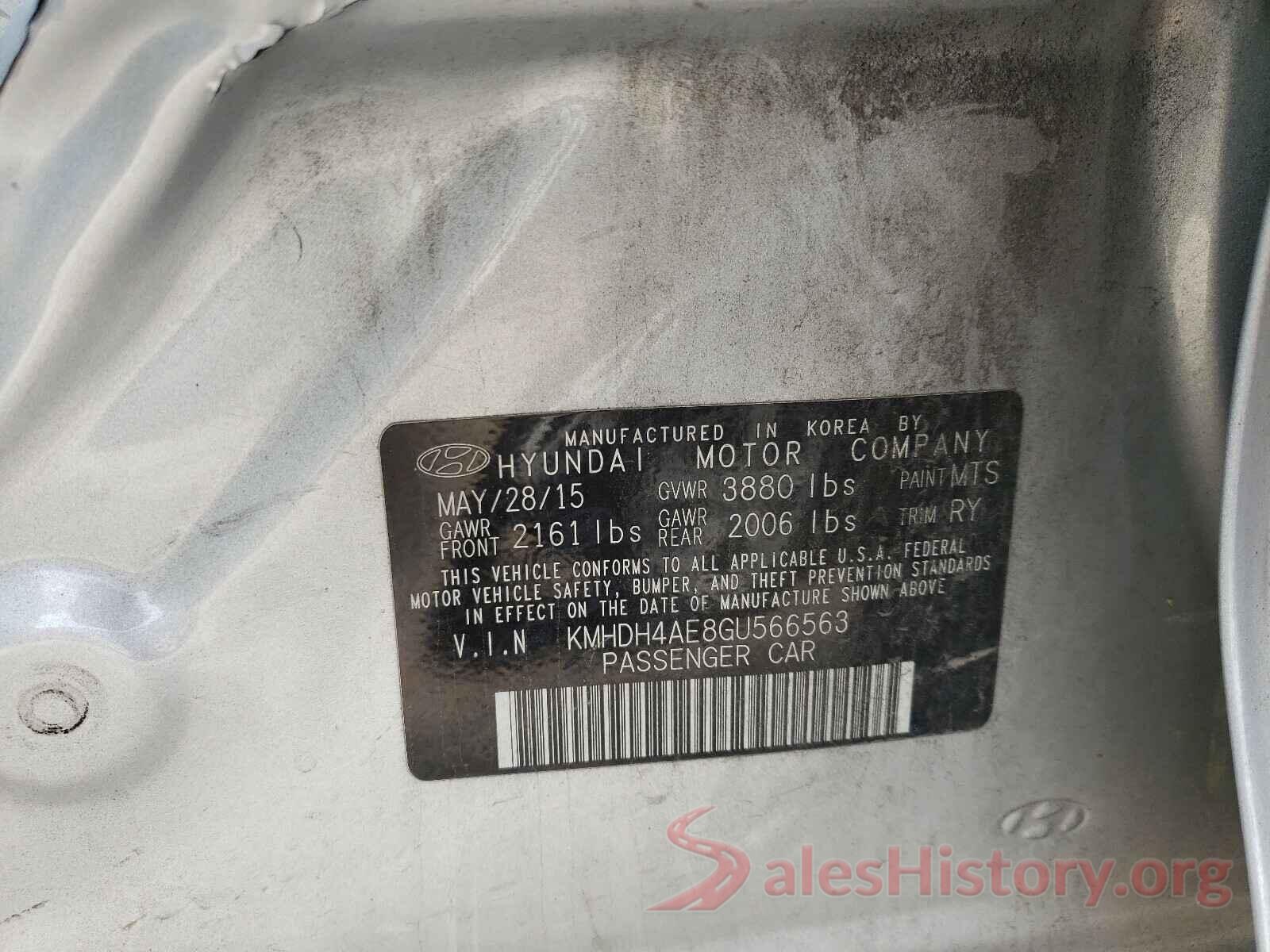 KMHDH4AE8GU566563 2016 HYUNDAI ELANTRA