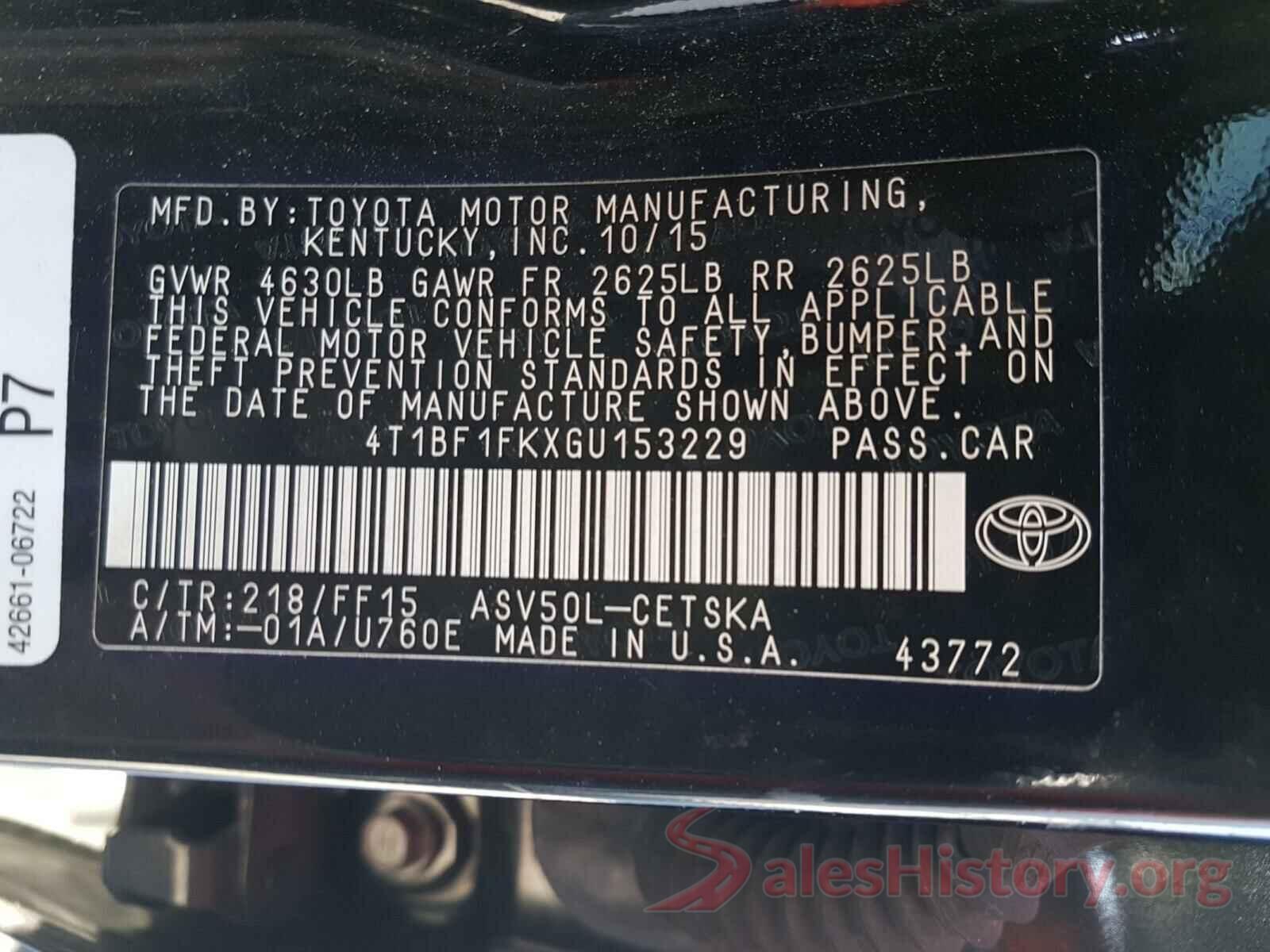 4T1BF1FKXGU153229 2016 TOYOTA CAMRY