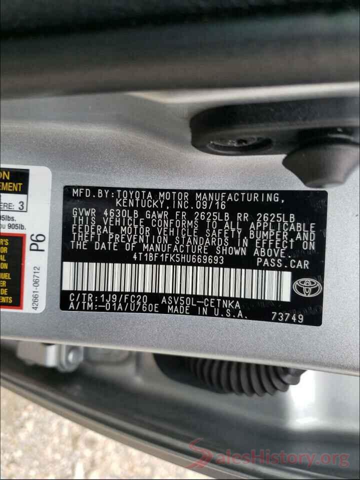 4T1BF1FK5HU669693 2017 TOYOTA CAMRY