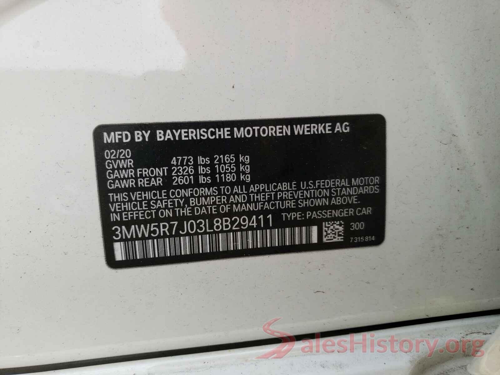 3MW5R7J03L8B29411 2020 BMW 3 SERIES