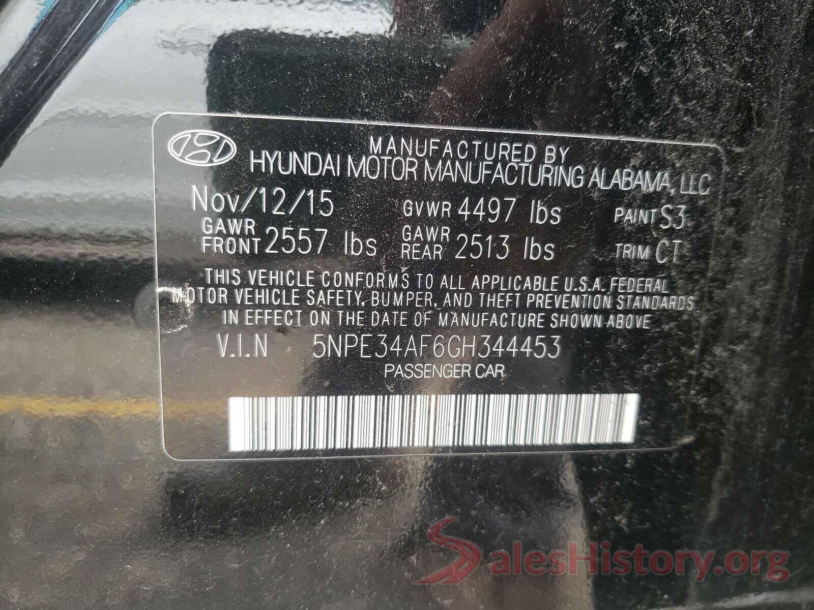 5NPE34AF6GH344453 2016 HYUNDAI SONATA