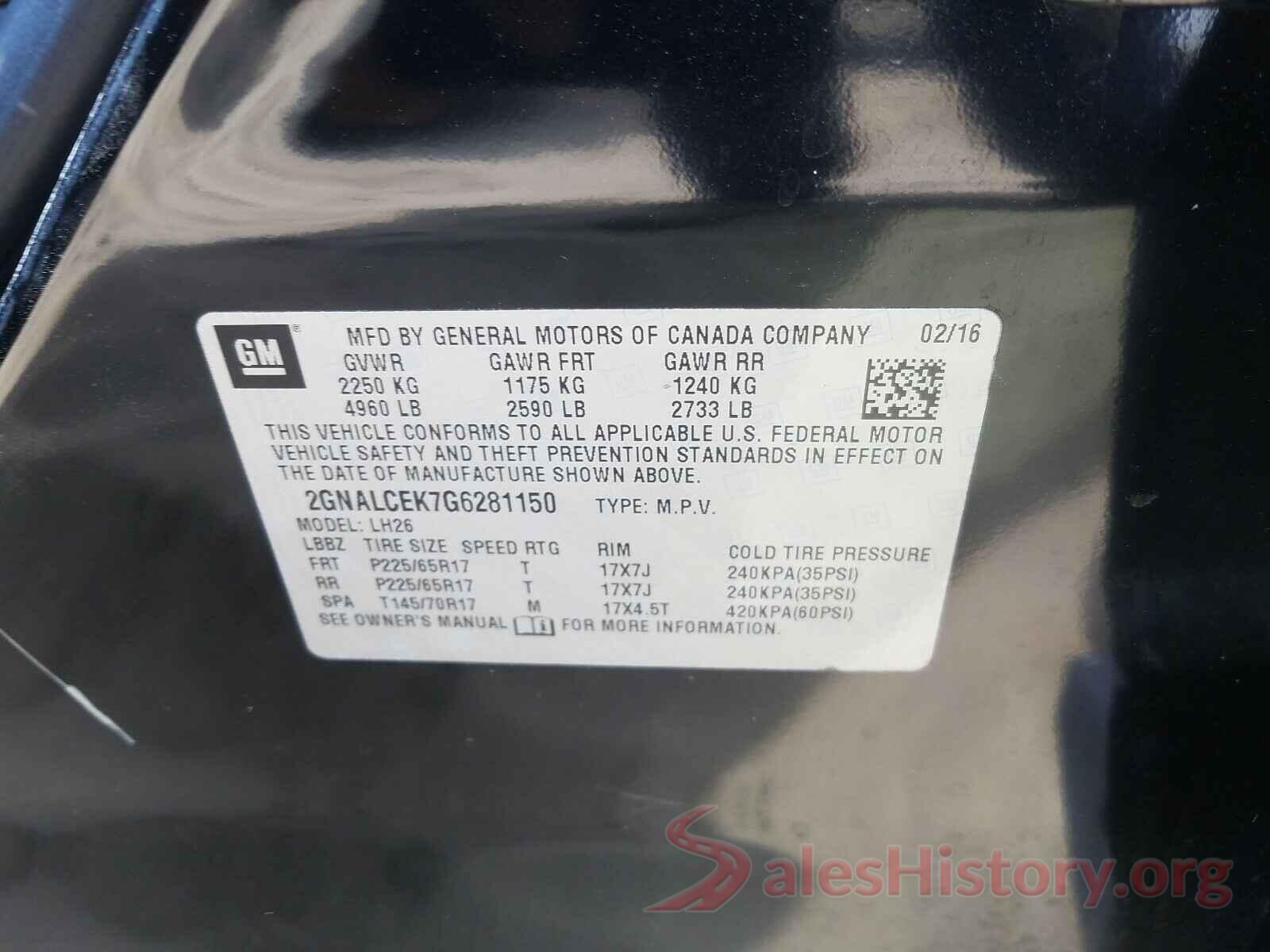 2GNALCEK7G6281150 2016 CHEVROLET EQUINOX