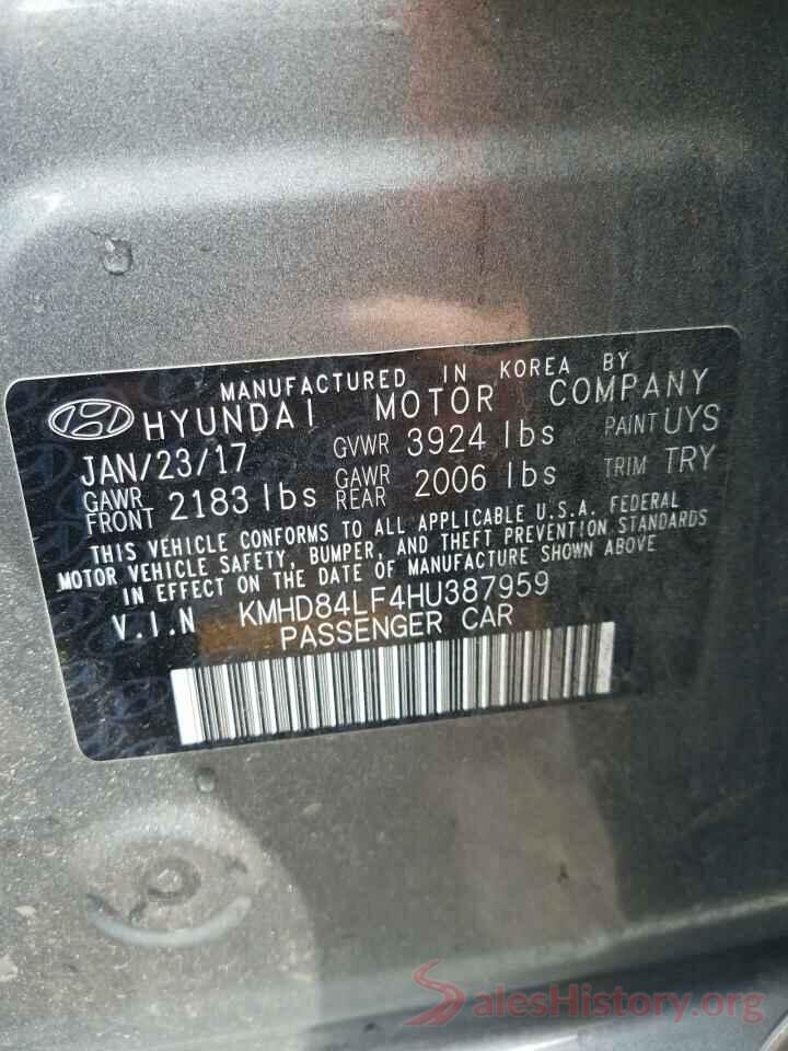 KMHD84LF4HU387959 2017 HYUNDAI ELANTRA