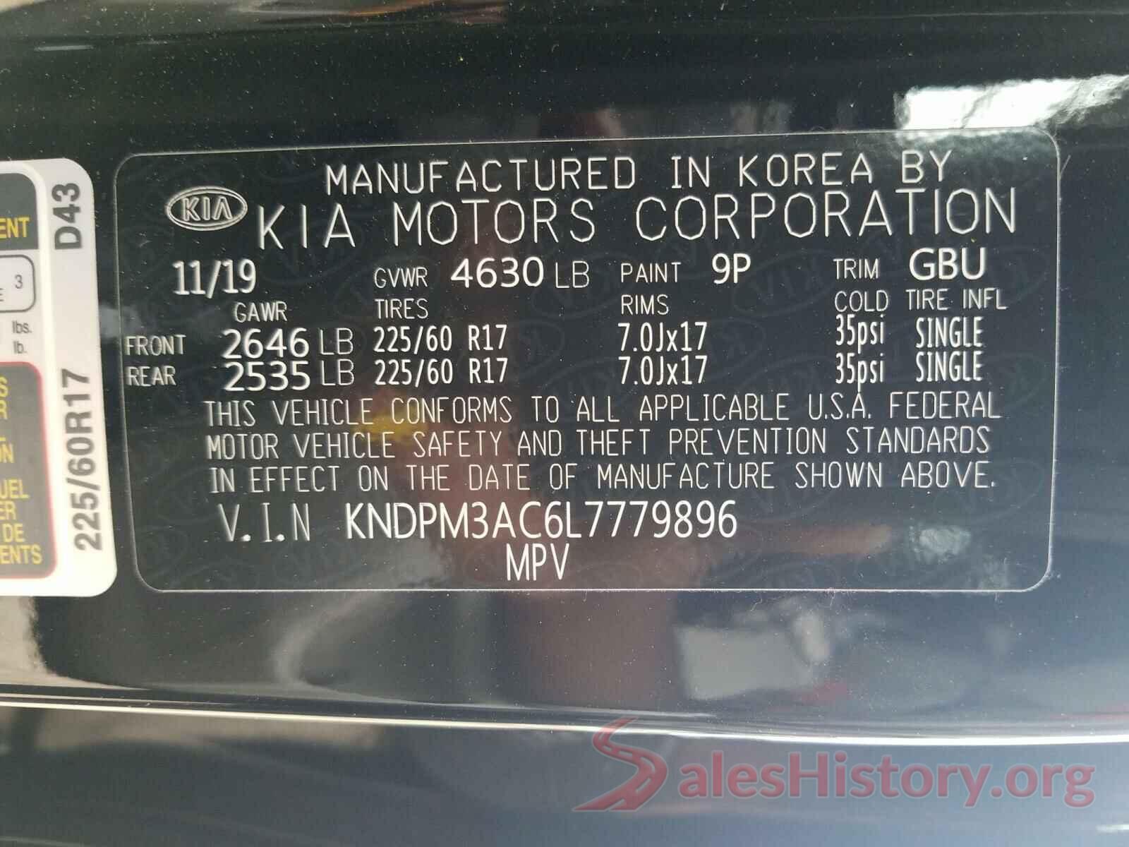 KNDPM3AC6L7779896 2020 KIA SPORTAGE