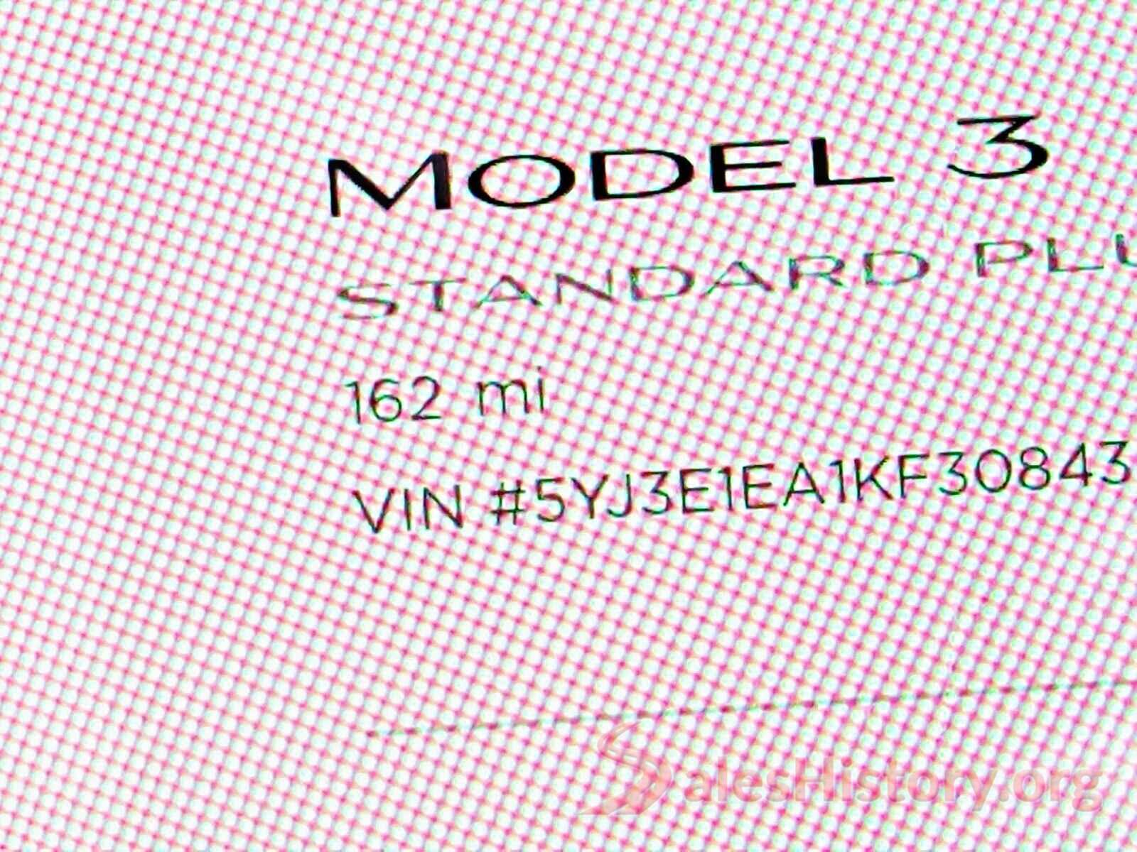 5YJ3E1EA1KF308434 2019 TESLA MODEL 3