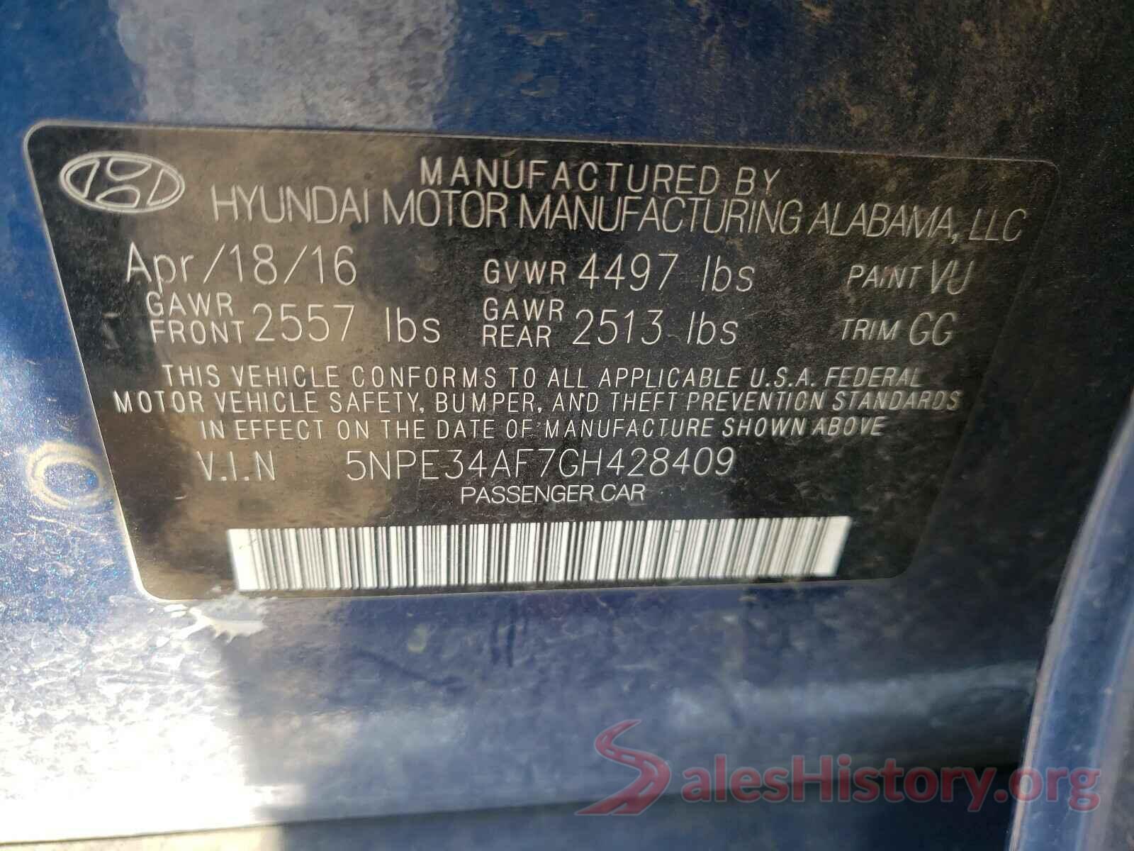 5NPE34AF7GH428409 2016 HYUNDAI SONATA