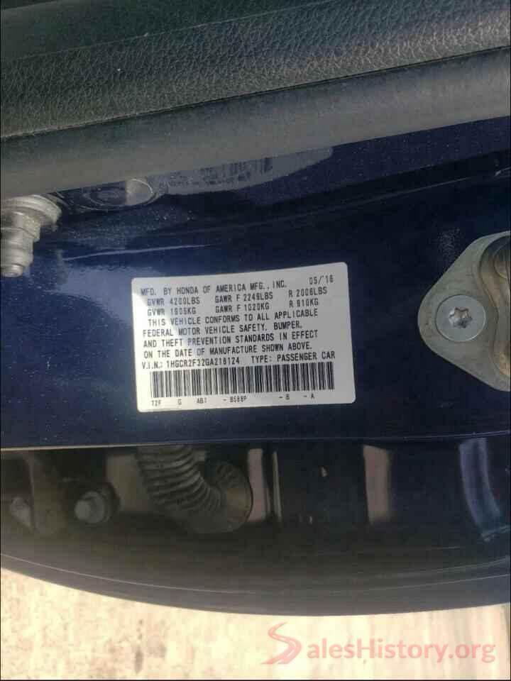 1HGCR2F32GA218124 2016 HONDA ACCORD