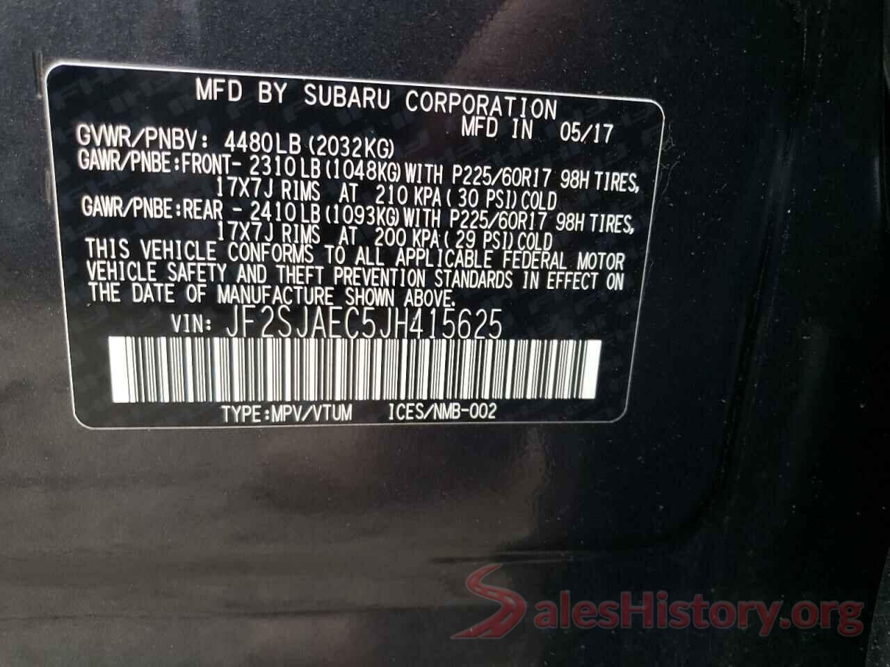 JF2SJAEC5JH415625 2018 SUBARU FORESTER