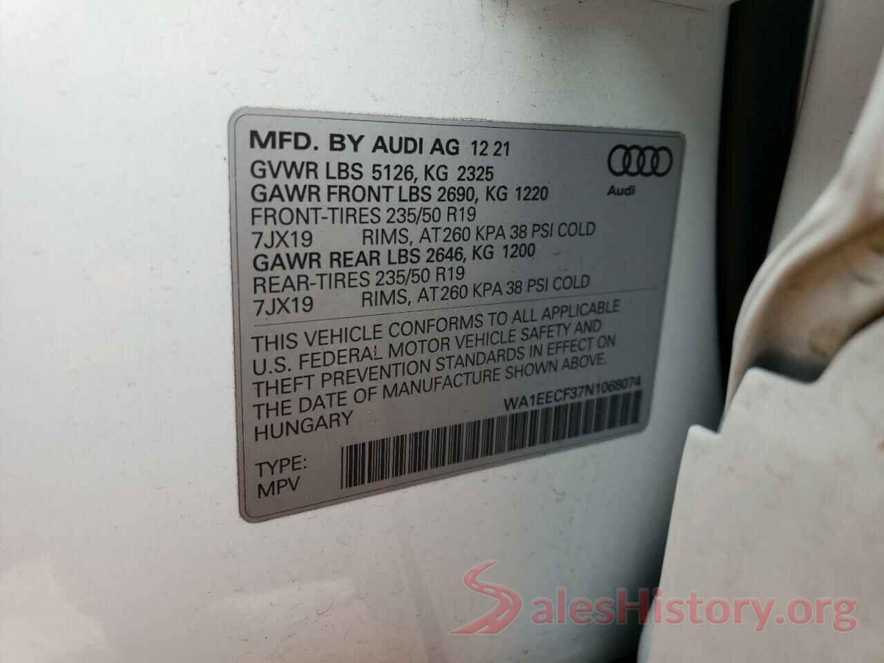 WA1EECF37N1068074 2022 AUDI Q3