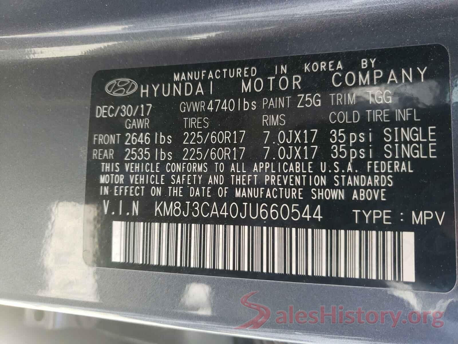 KM8J3CA40JU660544 2018 HYUNDAI TUCSON