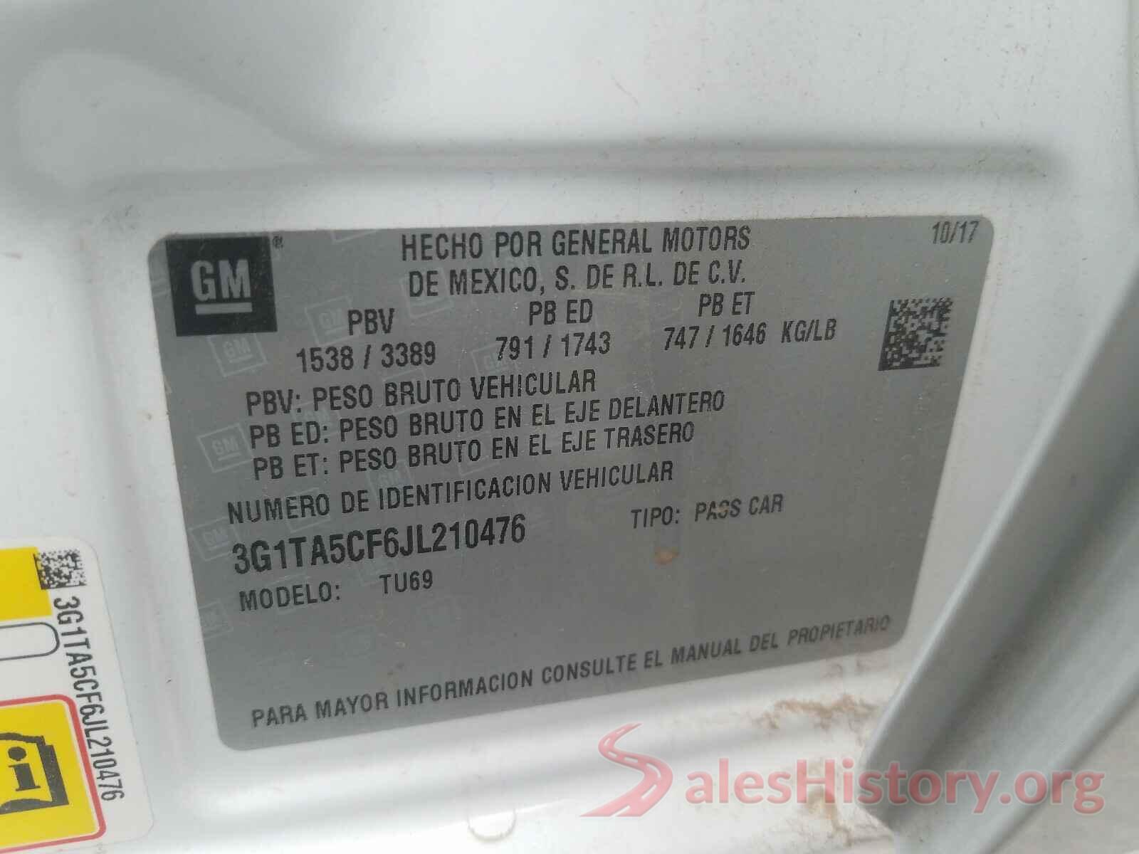 3G1TA5CF6JL210476 2018 CHEVROLET ALL OTHER