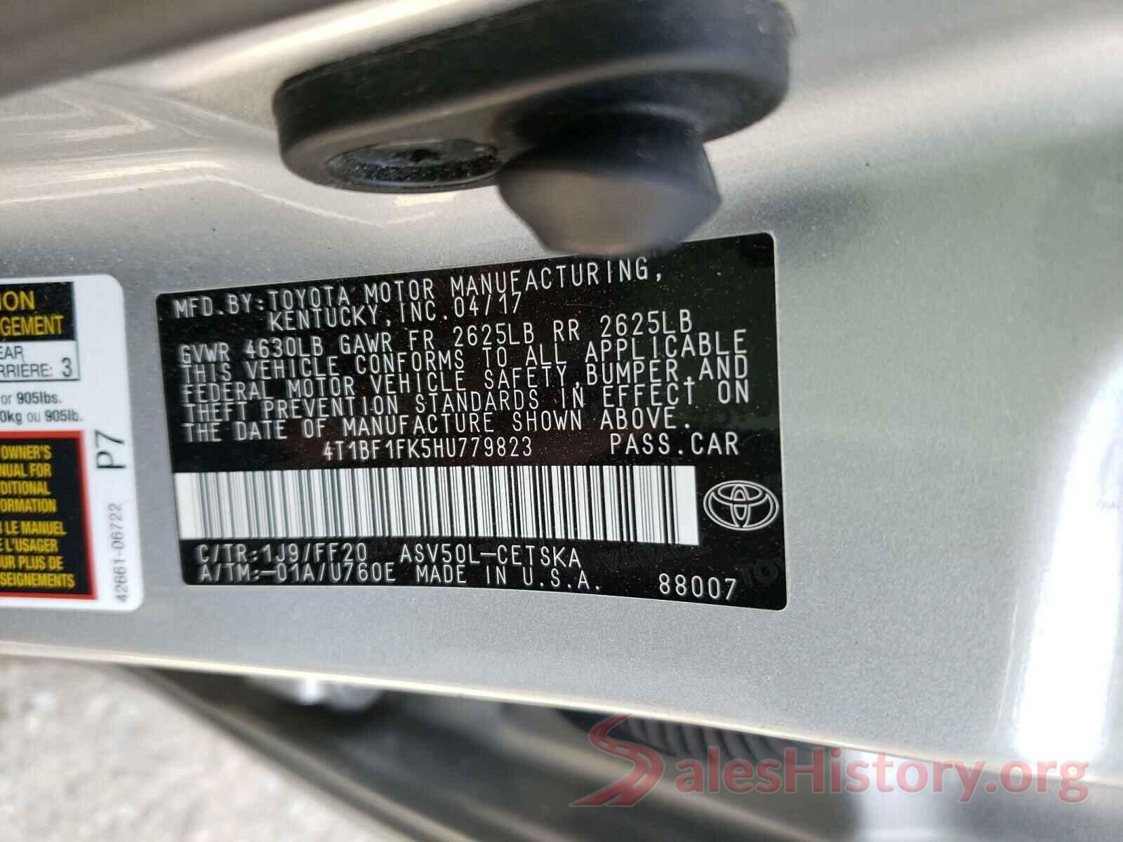 4T1BF1FK5HU779823 2017 TOYOTA CAMRY