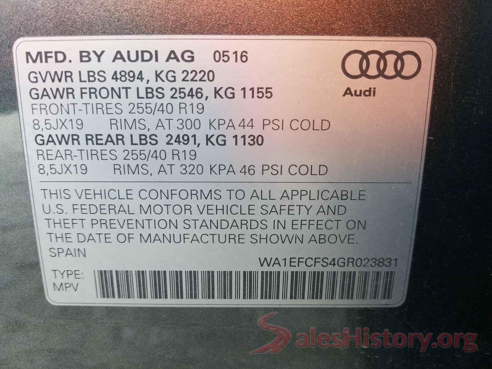 WA1EFCFS4GR023831 2016 AUDI Q3