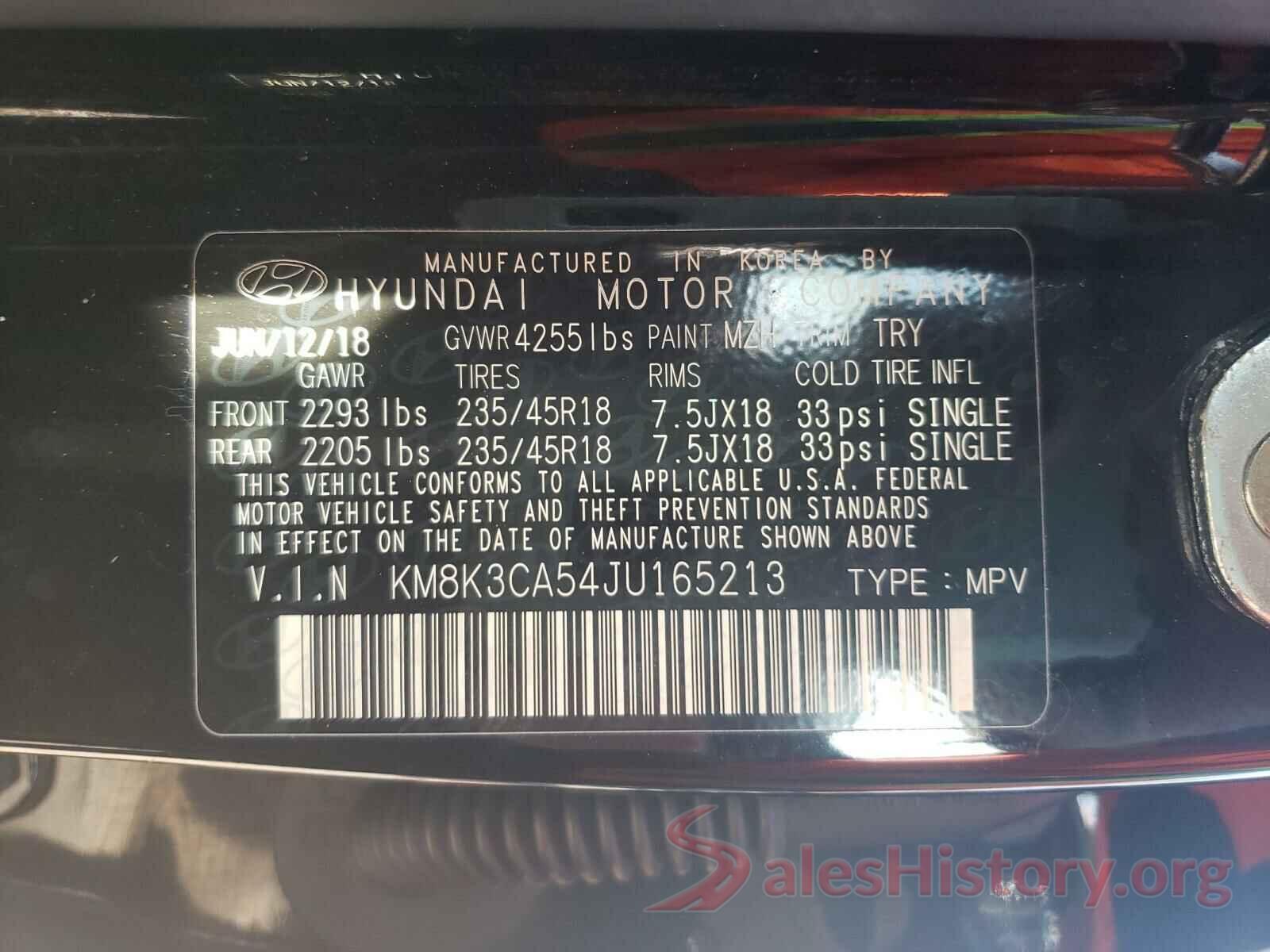 KM8K3CA54JU165213 2018 HYUNDAI KONA