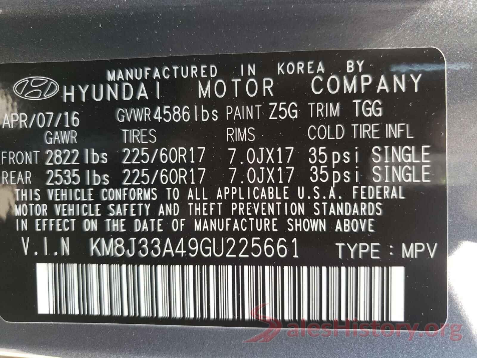 KM8J33A49GU225661 2016 HYUNDAI TUCSON