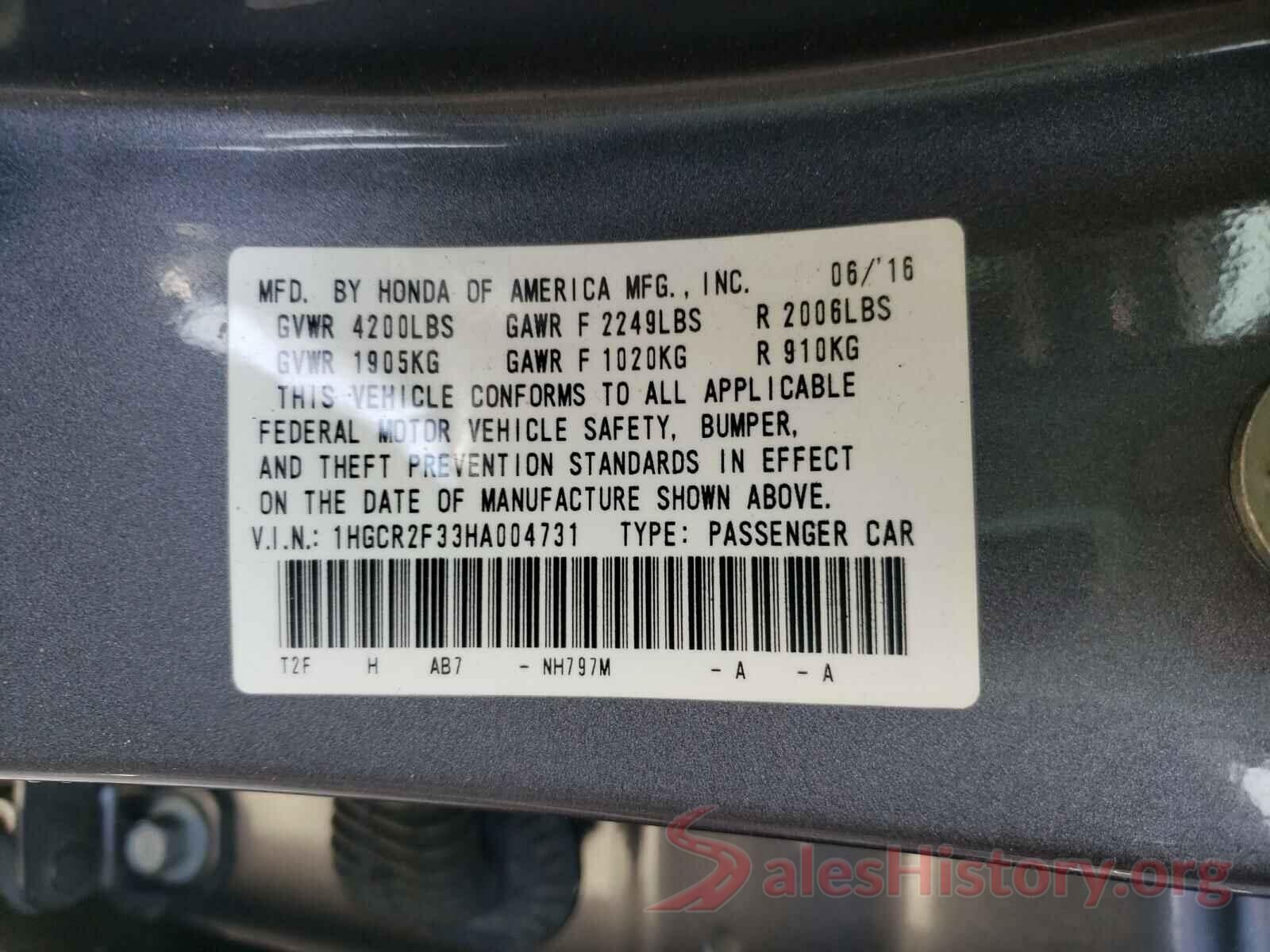 1HGCR2F33HA004731 2017 HONDA ACCORD