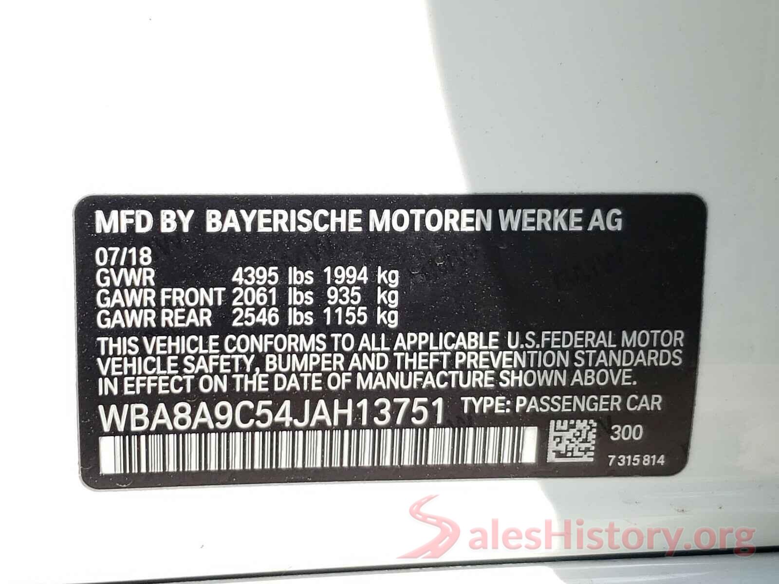 WBA8A9C54JAH13751 2018 BMW 3 SERIES