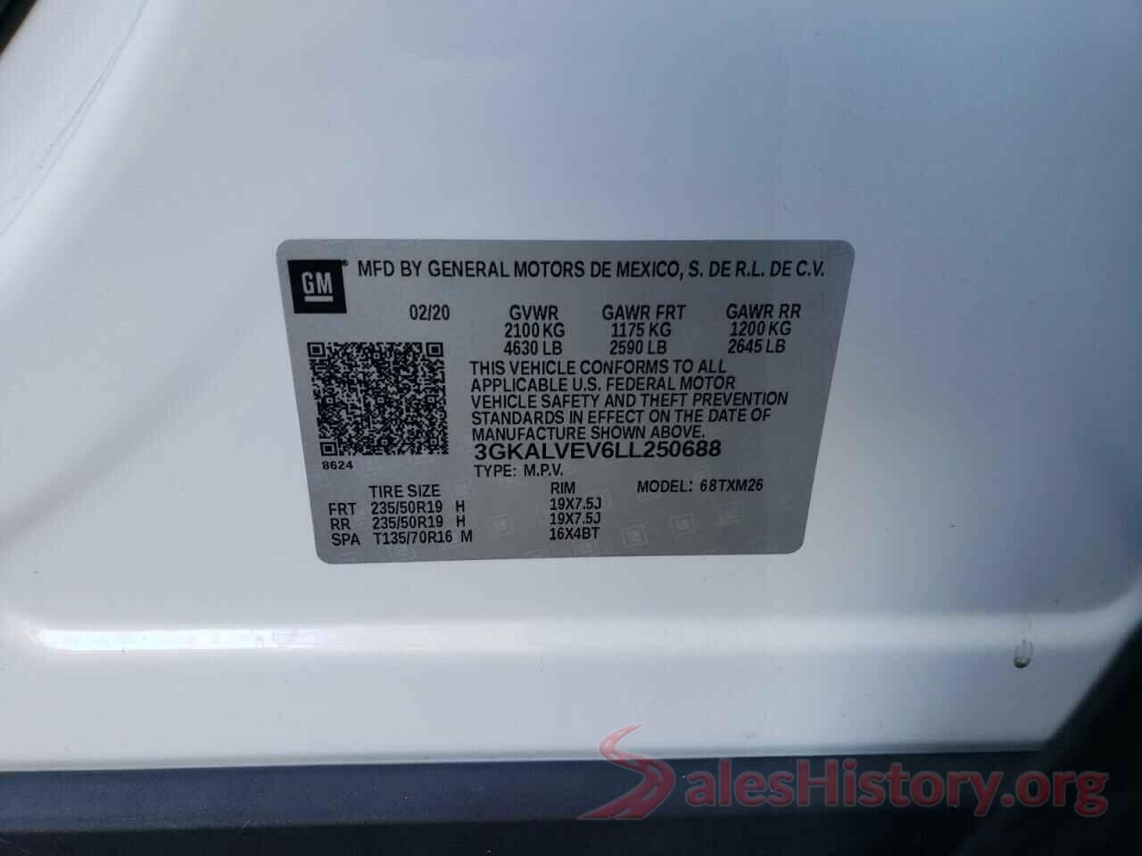 3GKALVEV6LL250688 2020 GMC TERRAIN