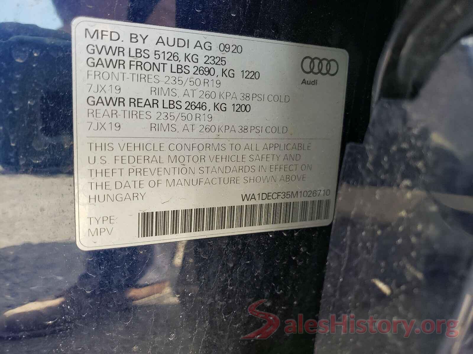 WA1DECF35M1026710 2021 AUDI Q3