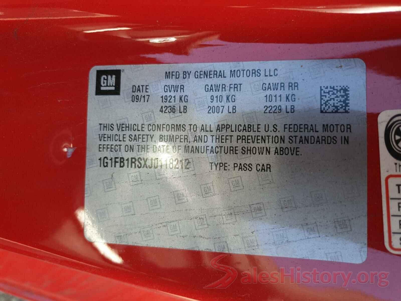 1G1FB1RSXJ0118212 2018 CHEVROLET CAMARO