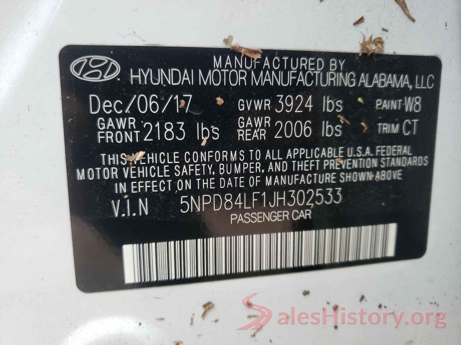 5NPD84LF1JH302533 2018 HYUNDAI ELANTRA