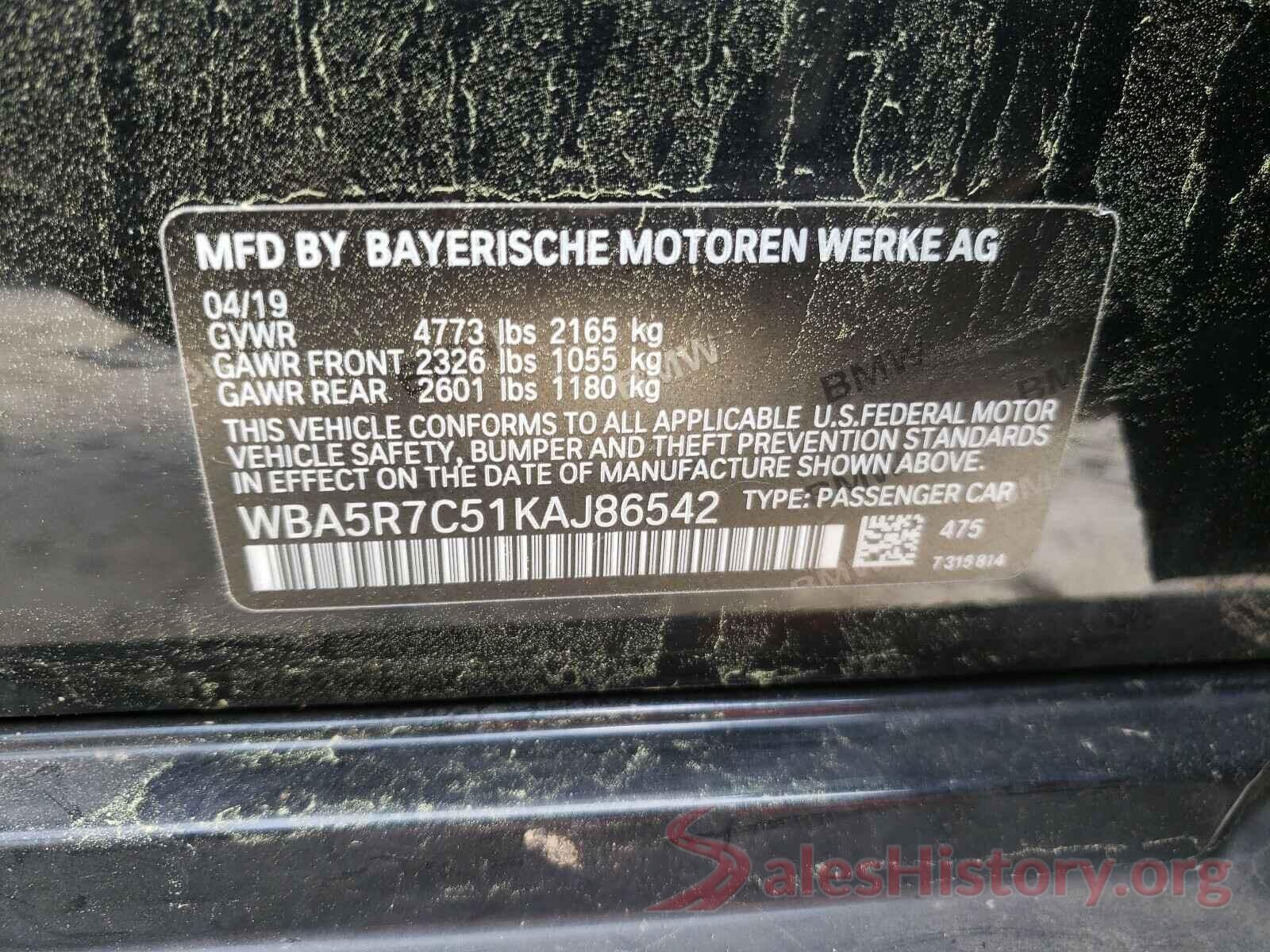 WBA5R7C51KAJ86542 2019 BMW 3 SERIES