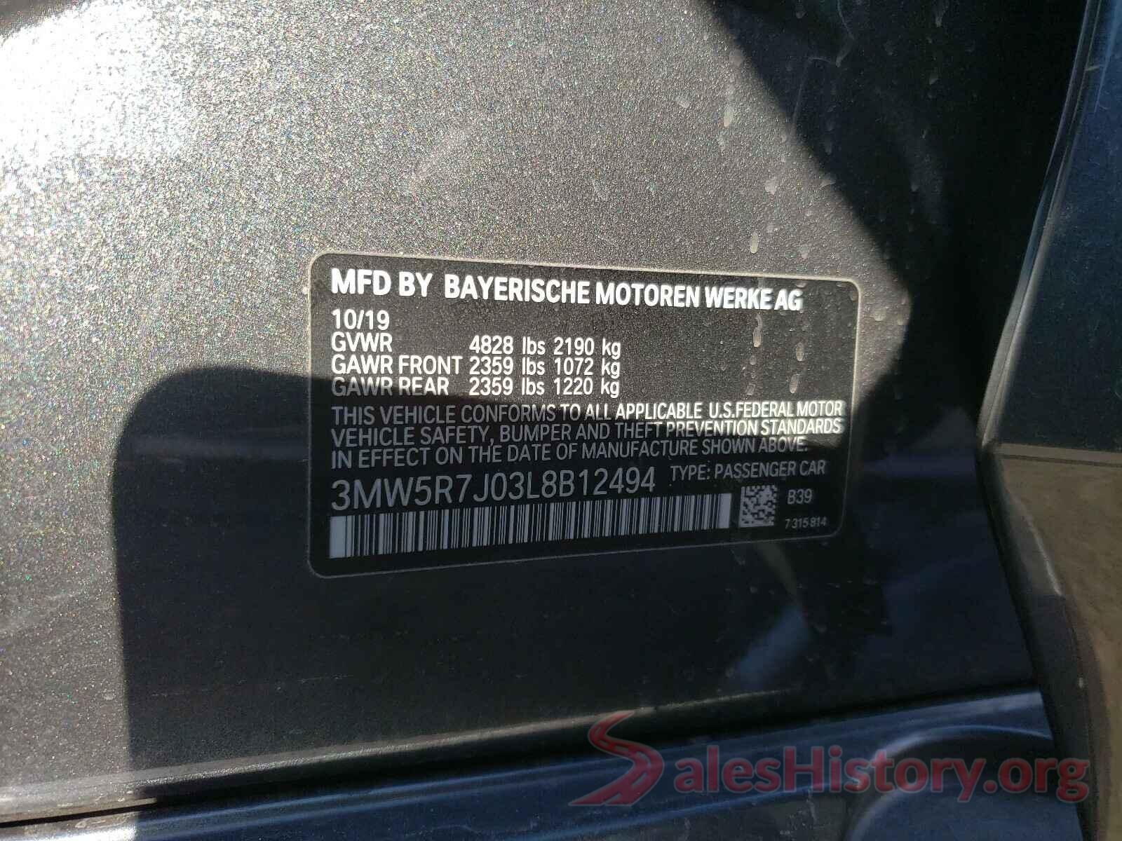 3MW5R7J03L8B12494 2020 BMW 3 SERIES