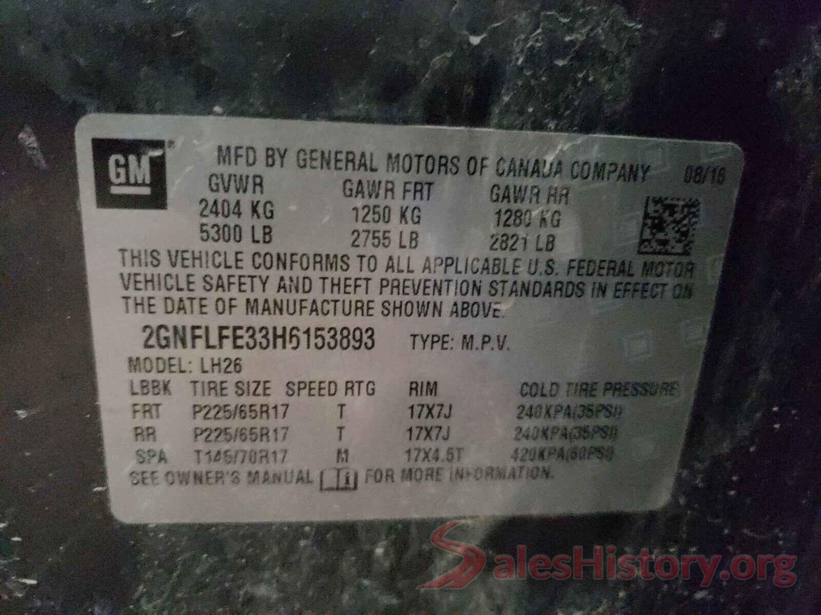 2GNFLFE33H6153893 2017 CHEVROLET EQUINOX