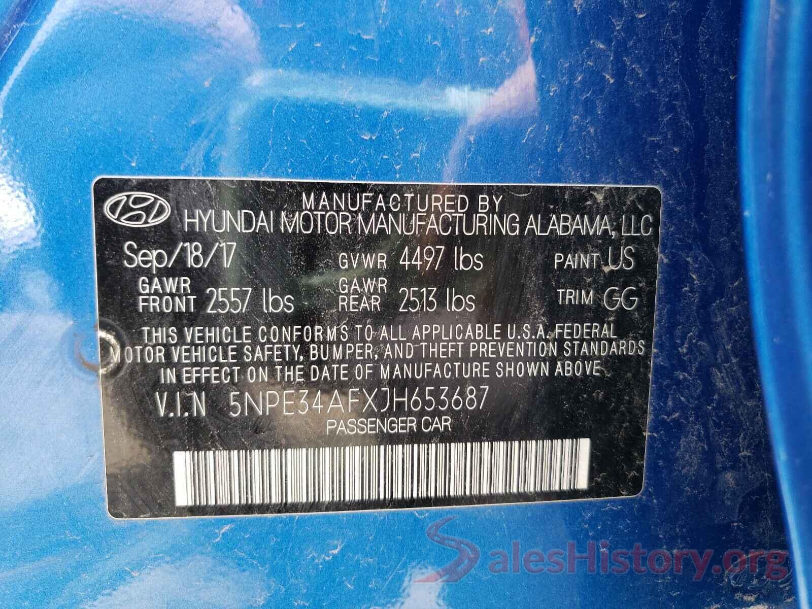 5NPE34AFXJH653687 2018 HYUNDAI SONATA