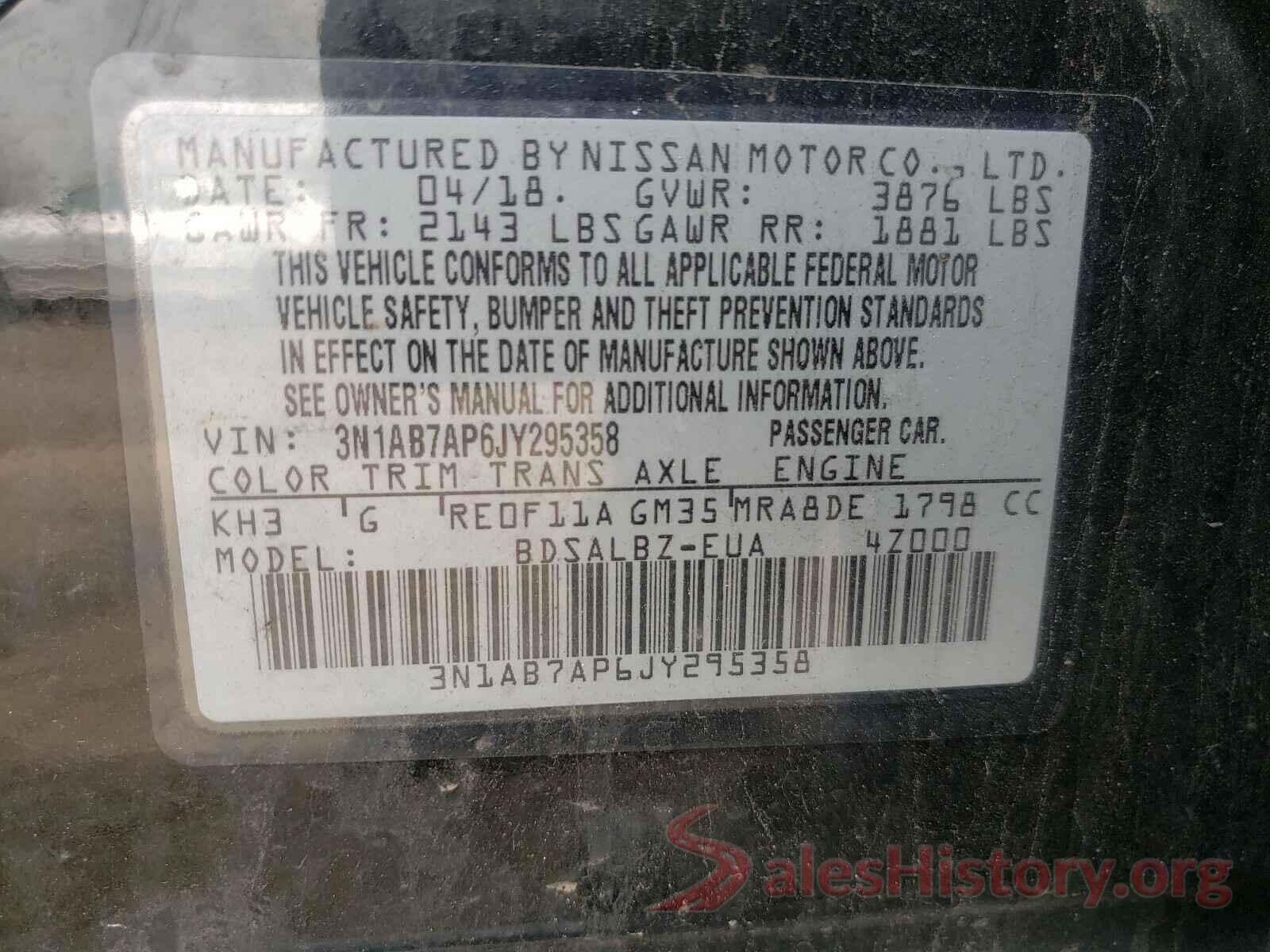 3N1AB7AP6JY295358 2018 NISSAN SENTRA