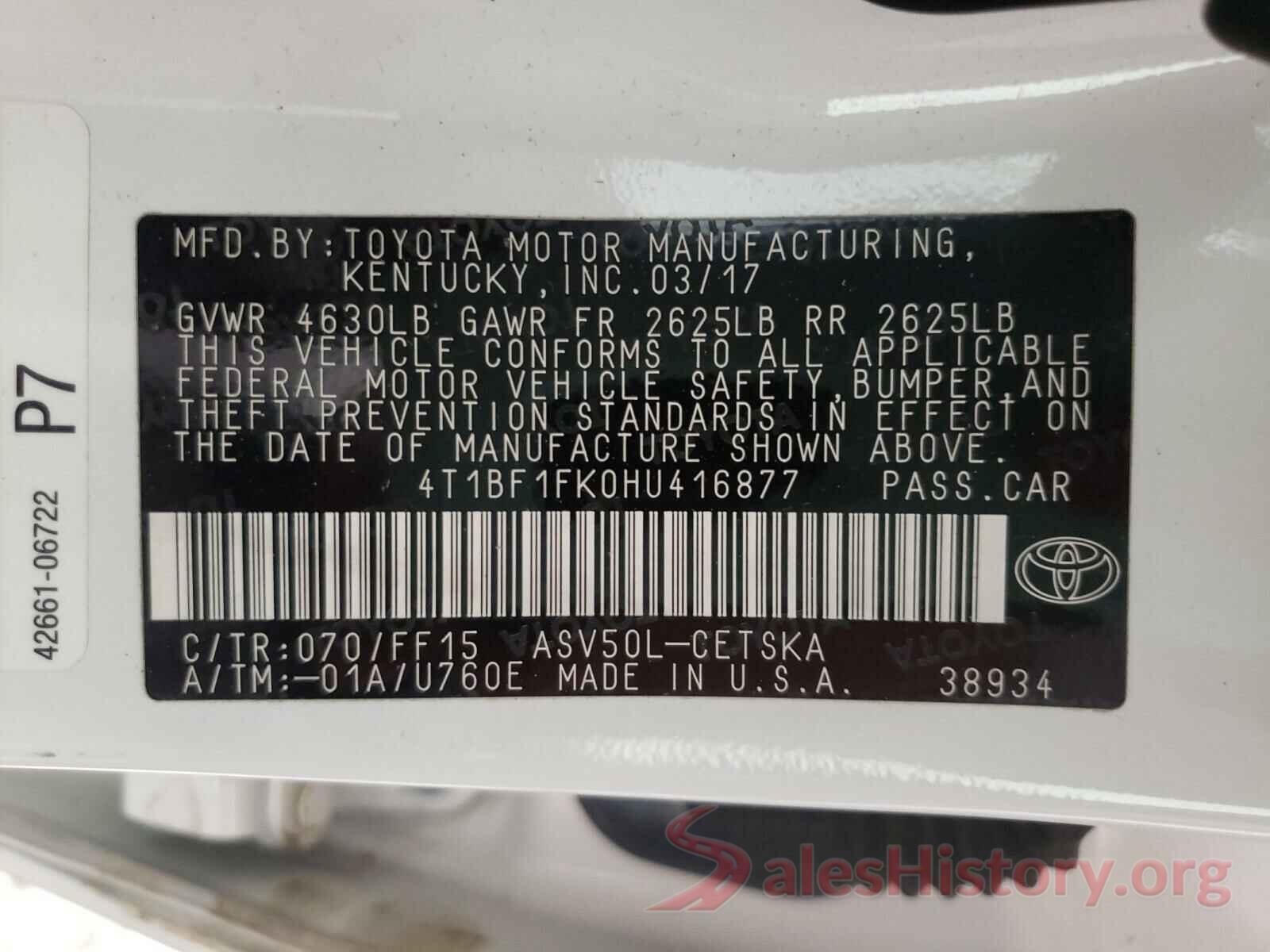 4T1BF1FK0HU416877 2017 TOYOTA CAMRY