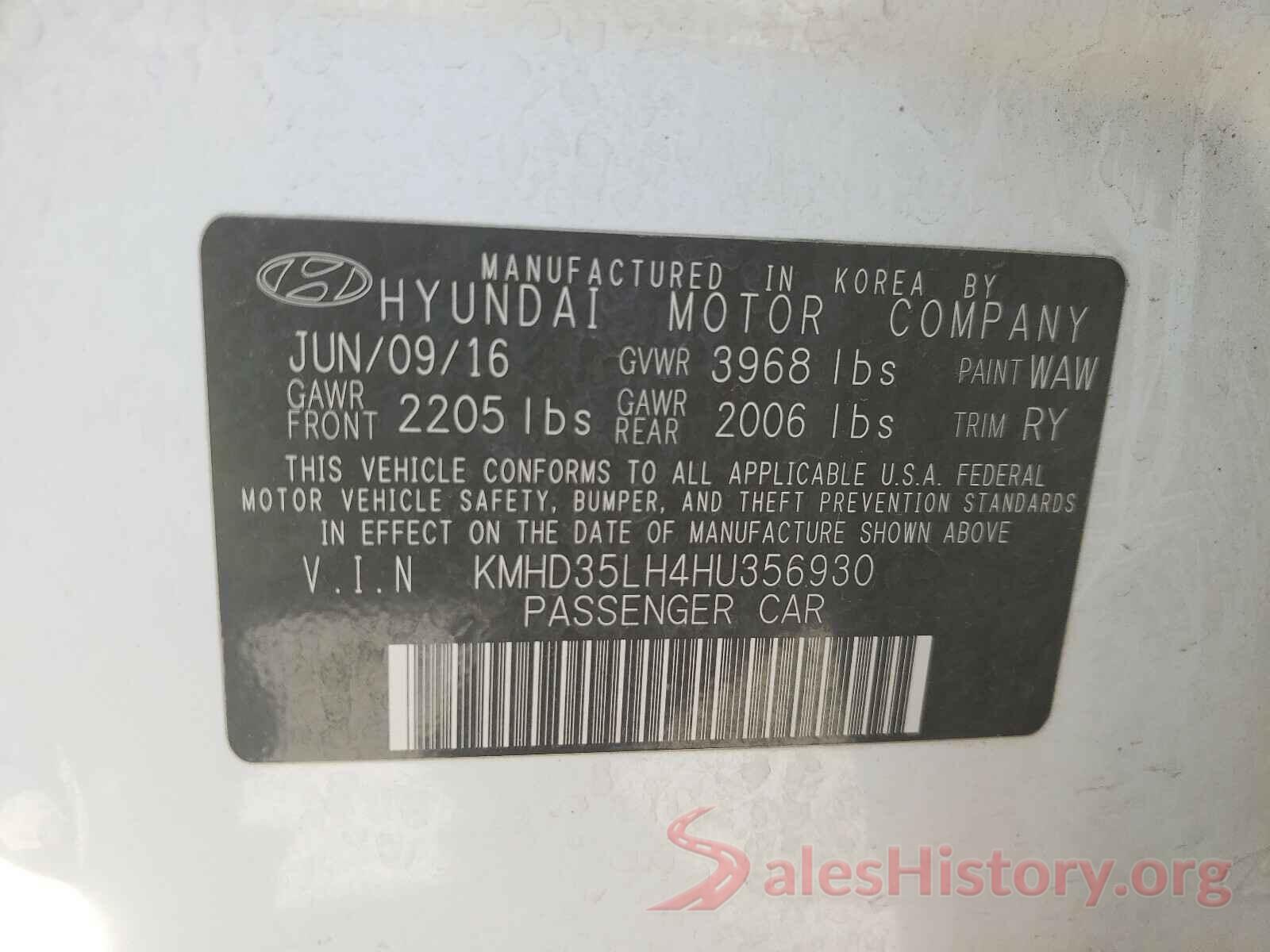 KMHD35LH4HU356930 2017 HYUNDAI ELANTRA