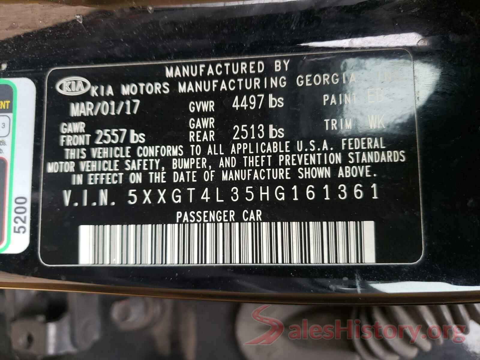 5XXGT4L35HG161361 2017 KIA OPTIMA