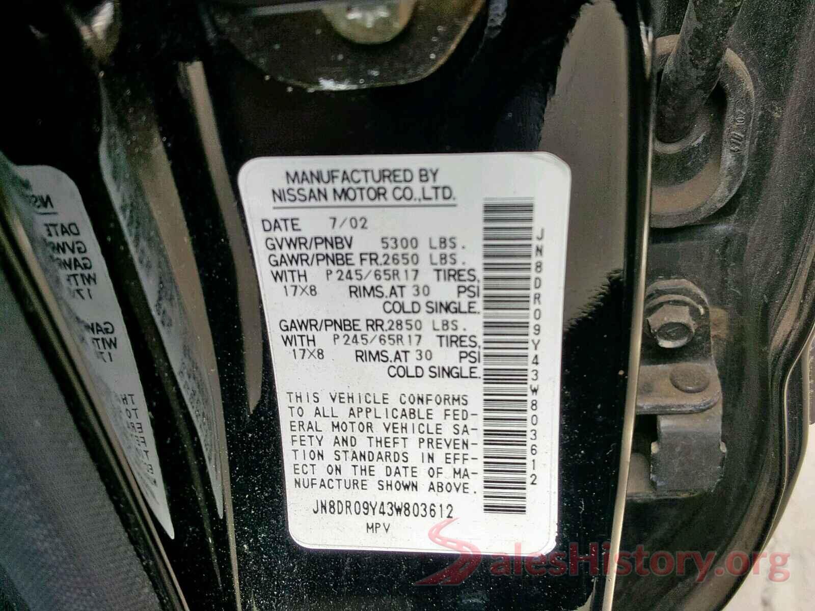 JN8DR09Y43W803612 2003 NISSAN PATHFINDER