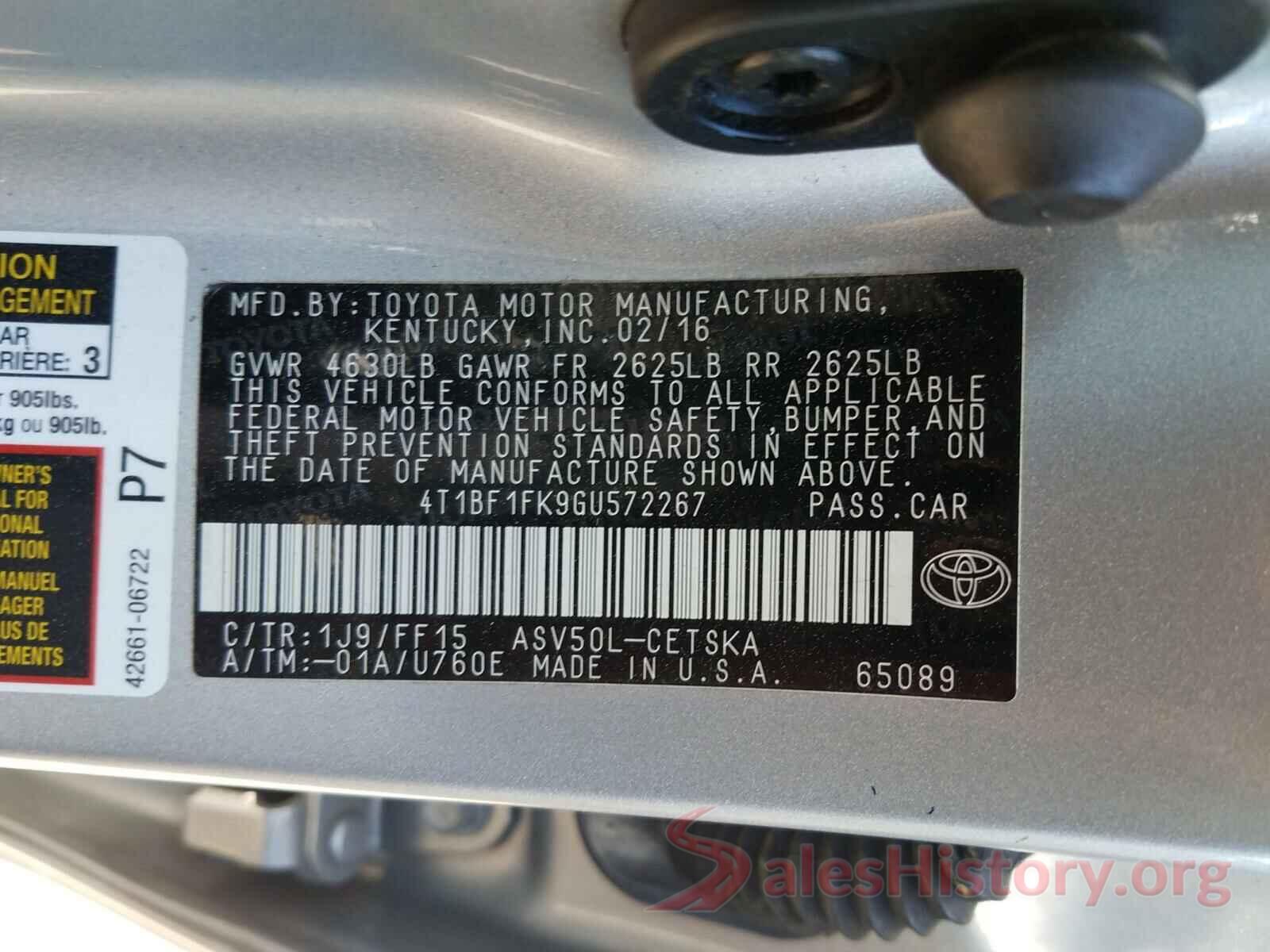 4T1BF1FK9GU572267 2016 TOYOTA CAMRY