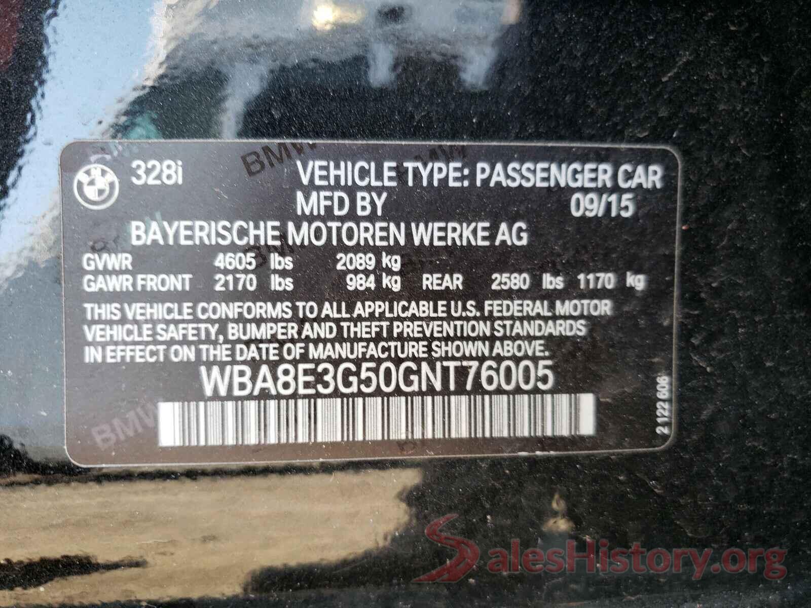 WBA8E3G50GNT76005 2016 BMW 3 SERIES