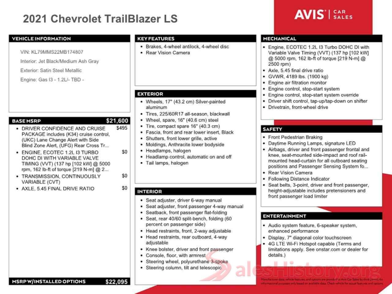 KL79MMS22MB174807 2021 CHEVROLET TRAILBLZR