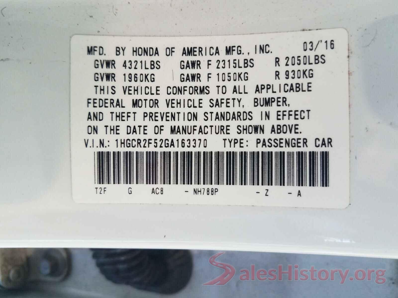 1HGCR2F52GA163370 2016 HONDA ACCORD