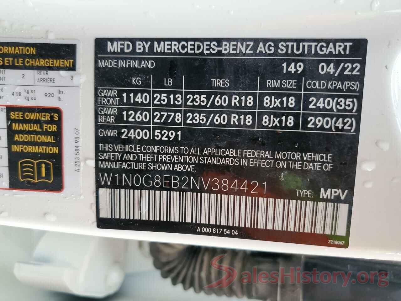 W1N0G8EB2NV384421 2022 MERCEDES-BENZ GLC-CLASS