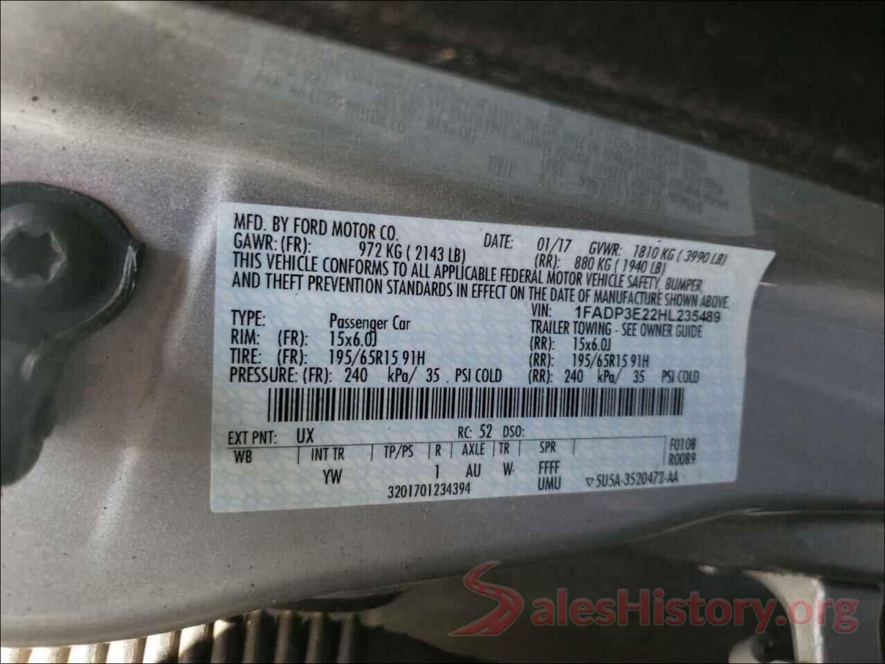 1FADP3E22HL235489 2017 FORD FOCUS