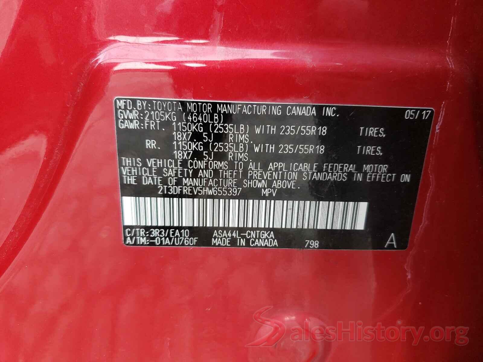 2T3DFREV5HW655397 2017 TOYOTA RAV4