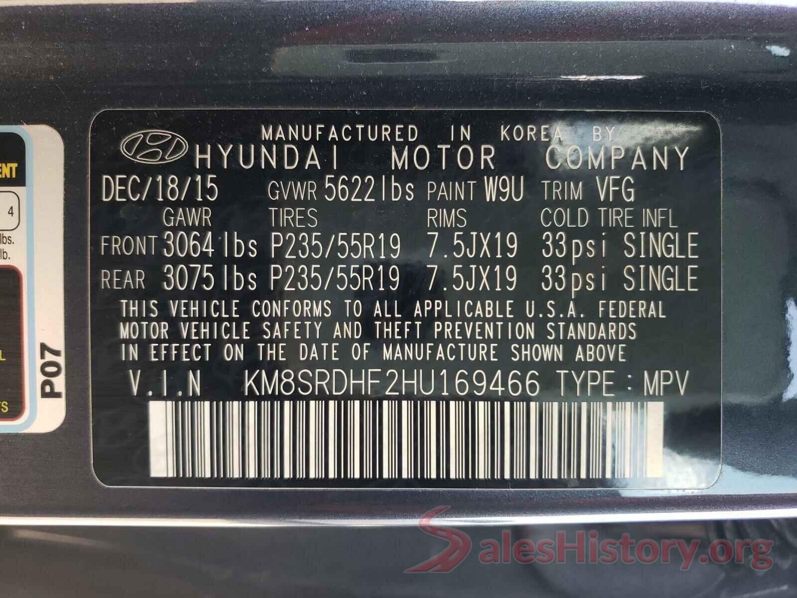 KM8SRDHF2HU169466 2017 HYUNDAI SANTA FE