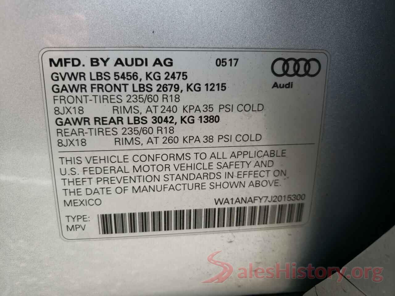 WA1ANAFY7J2015300 2018 AUDI Q5