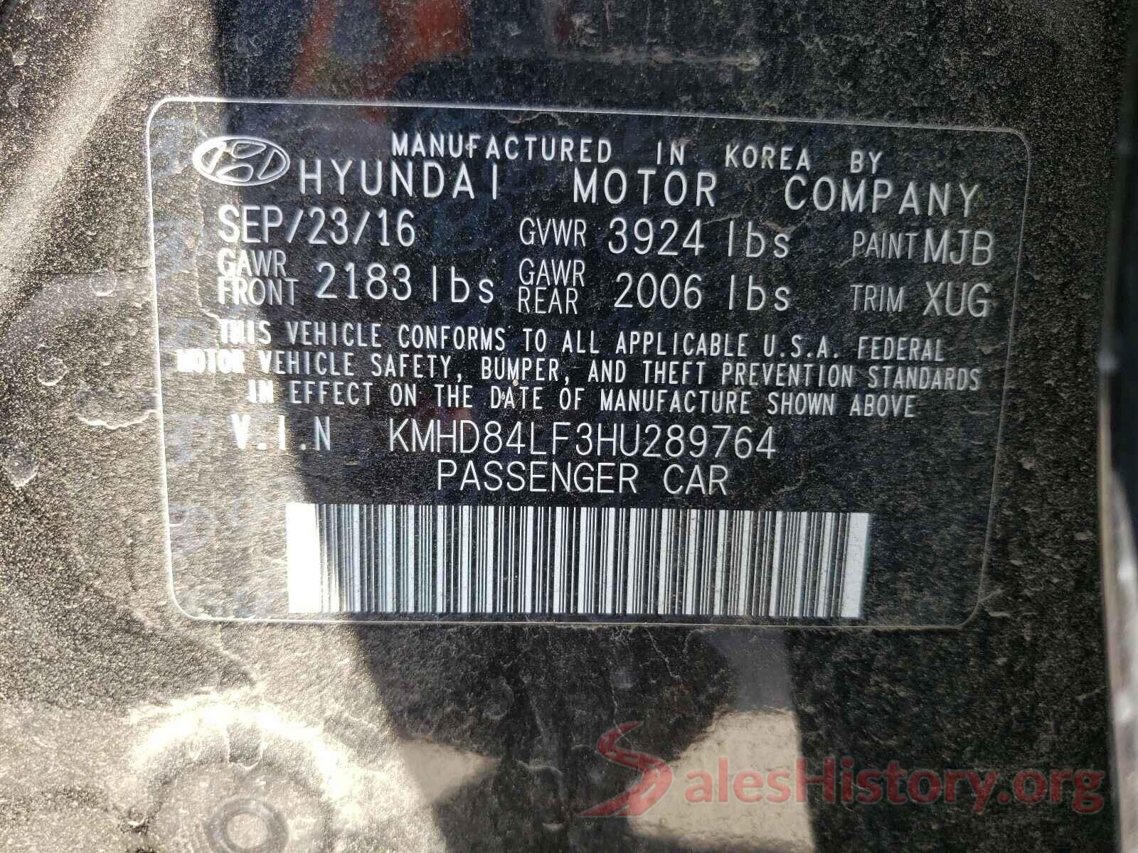 KMHD84LF3HU289764 2017 HYUNDAI ELANTRA