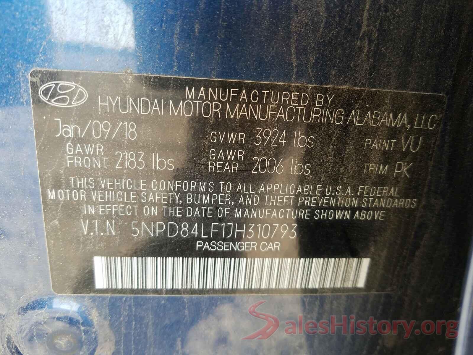 5NPD84LF1JH310793 2018 HYUNDAI ELANTRA