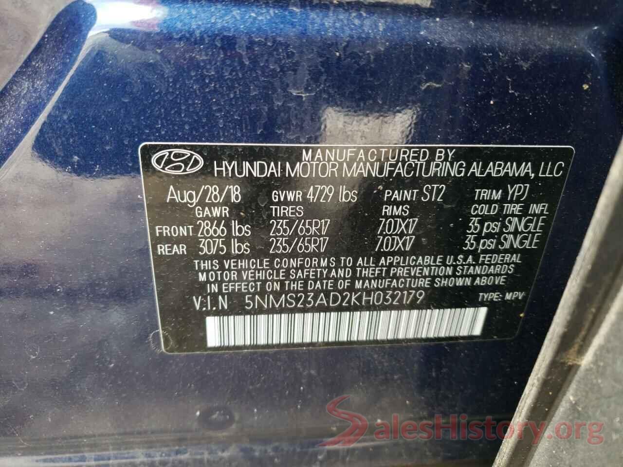 5NMS23AD2KH032179 2019 HYUNDAI SANTA FE