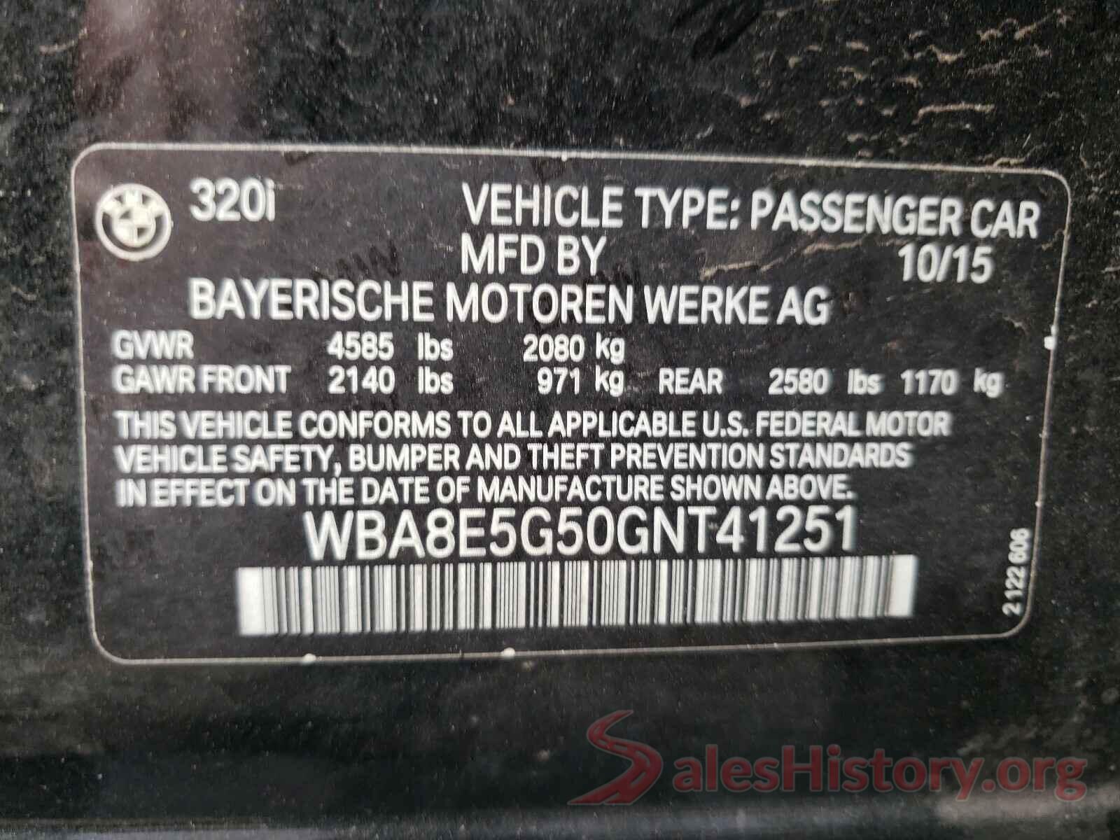 WBA8E5G50GNT41251 2016 BMW 3 SERIES